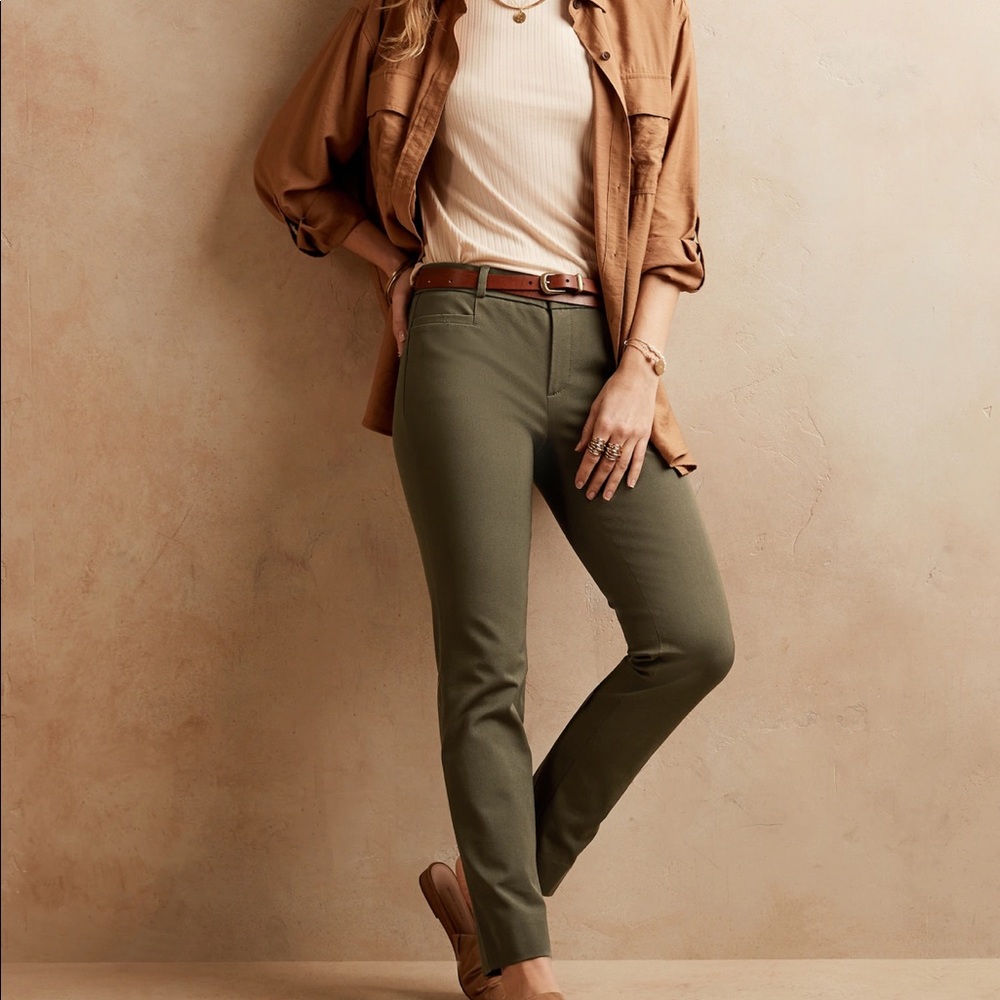 Green Petite Avery Tailored Ankle Pant - Banana Republic Size 00P